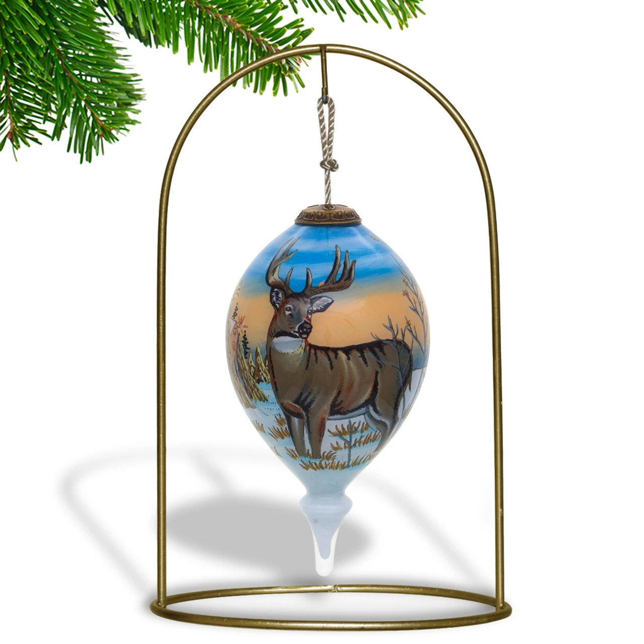 4.75” Brown Whitetail Deer Hand Painted Mouth Blown Glass Hanging Christmas Ornament 3 4.75” Brown Whitetail Deer Hand Painted Mouth Blown Glass Hanging Christmas Ornament - Image 3