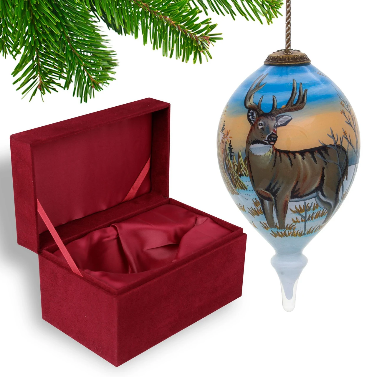 4.75” Brown Whitetail Deer Hand Painted Mouth Blown Glass Hanging Christmas Ornament 4 4.75” Brown Whitetail Deer Hand Painted Mouth Blown Glass Hanging Christmas Ornament - Image 4