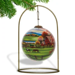 4” Idyllic Fall Scenery Hand Painted Mouth Blown Glass Hanging Christmas Round Ornament -Christmas Trees Shop dacf 1710488 3 30446.1667620516
