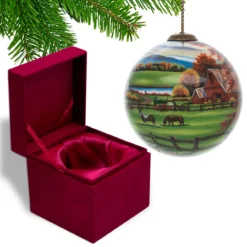 4” Idyllic Fall Scenery Hand Painted Mouth Blown Glass Hanging Christmas Round Ornament -Christmas Trees Shop dacf 1710488 4 95258.1667620516