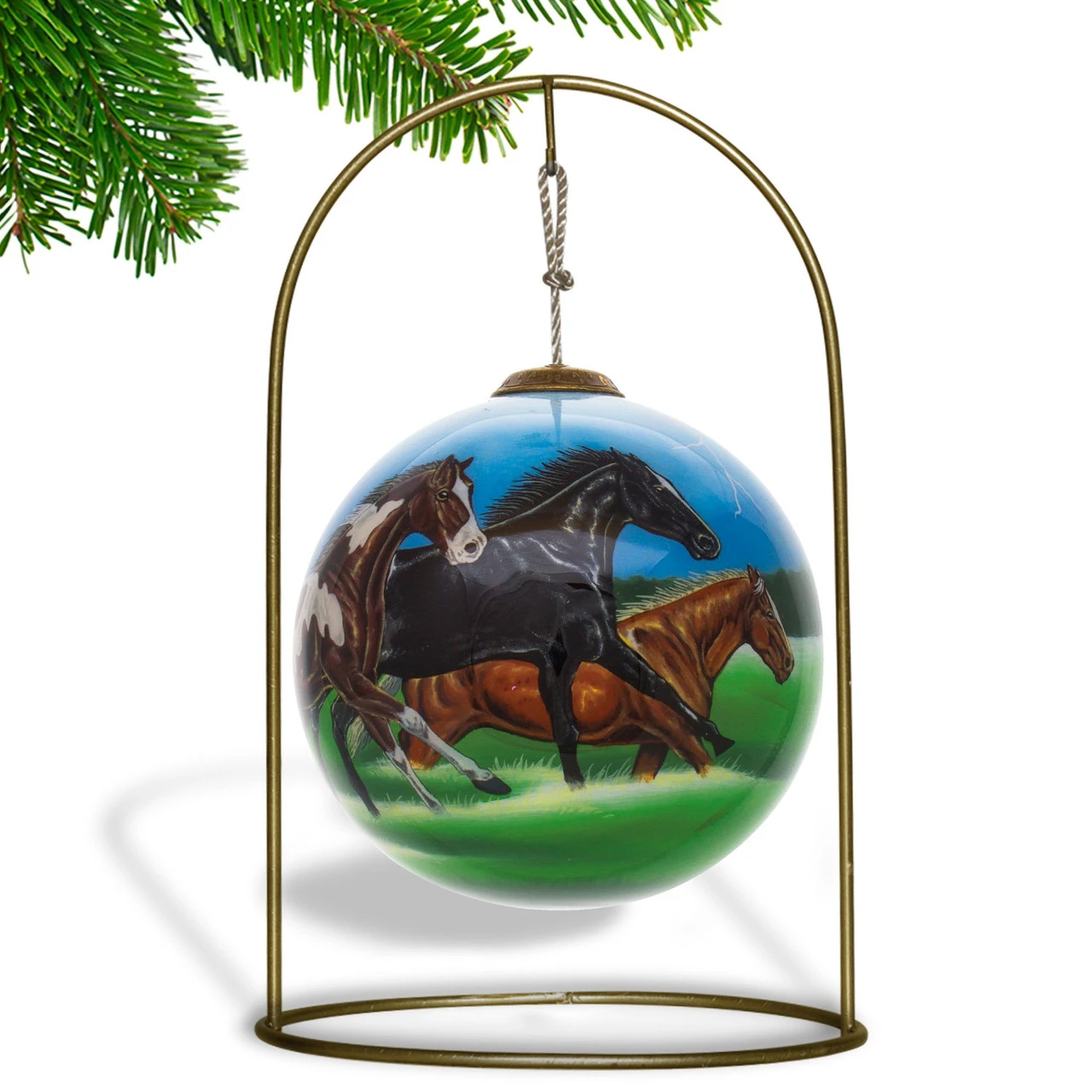 4” Black And Brown Horse Power Hand Painted Mouth Blown Glass Hanging Christmas Ornament 3 4” Black And Brown Horse Power Hand Painted Mouth Blown Glass Hanging Christmas Ornament - Image 3