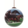 4” Black And Brown Horse Power Hand Painted Mouth Blown Glass Hanging Christmas Ornament