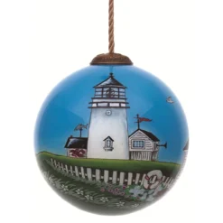 3" Coastal Lighthouse Christmas Glass Ball Hanging Ornament