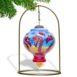 3.75” Pink And Blue Flamingos Hand Painted Mouth Blown Glass Hanging Christmas Ornament -Christmas Trees Shop dacf 1812001 4 17757.1667620518