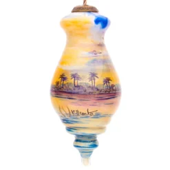 5” Blue And Yellow Sailing Boat Hand Painted Spire Shaped Mouth Blown Glass Hanging Christmas Ornament -Christmas Trees Shop dacf 1812005 5 77836.1667621012