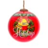 3" Happy Holidays Wreath Christmas Glass Ball Ornament