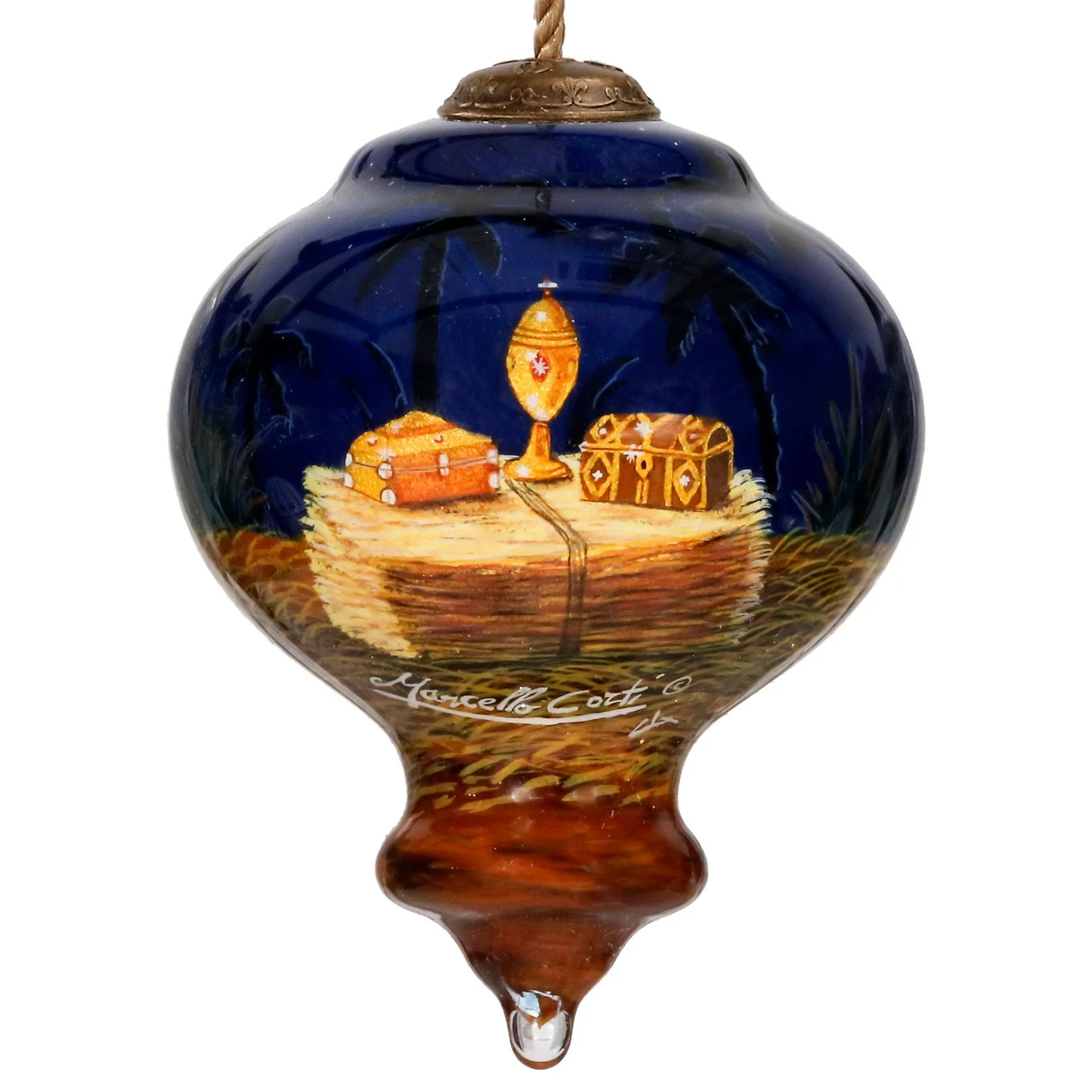 3.75" Away In A Manger Religious Christmas Gem Shaped Glass Ornament 3 3.75" Away In A Manger Religious Christmas Gem Shaped Glass Ornament - Image 3