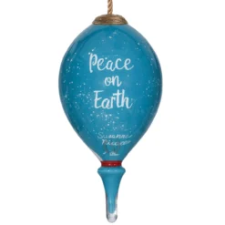 4.75" Peace On Earth Polar Bear Christmas Finial Shaped Glass Hanging Ornament -Christmas Trees Shop dacf 1911073 3 04477.1667620407