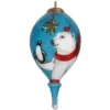 4.75" Peace On Earth Polar Bear Christmas Finial Shaped Glass Hanging Ornament
