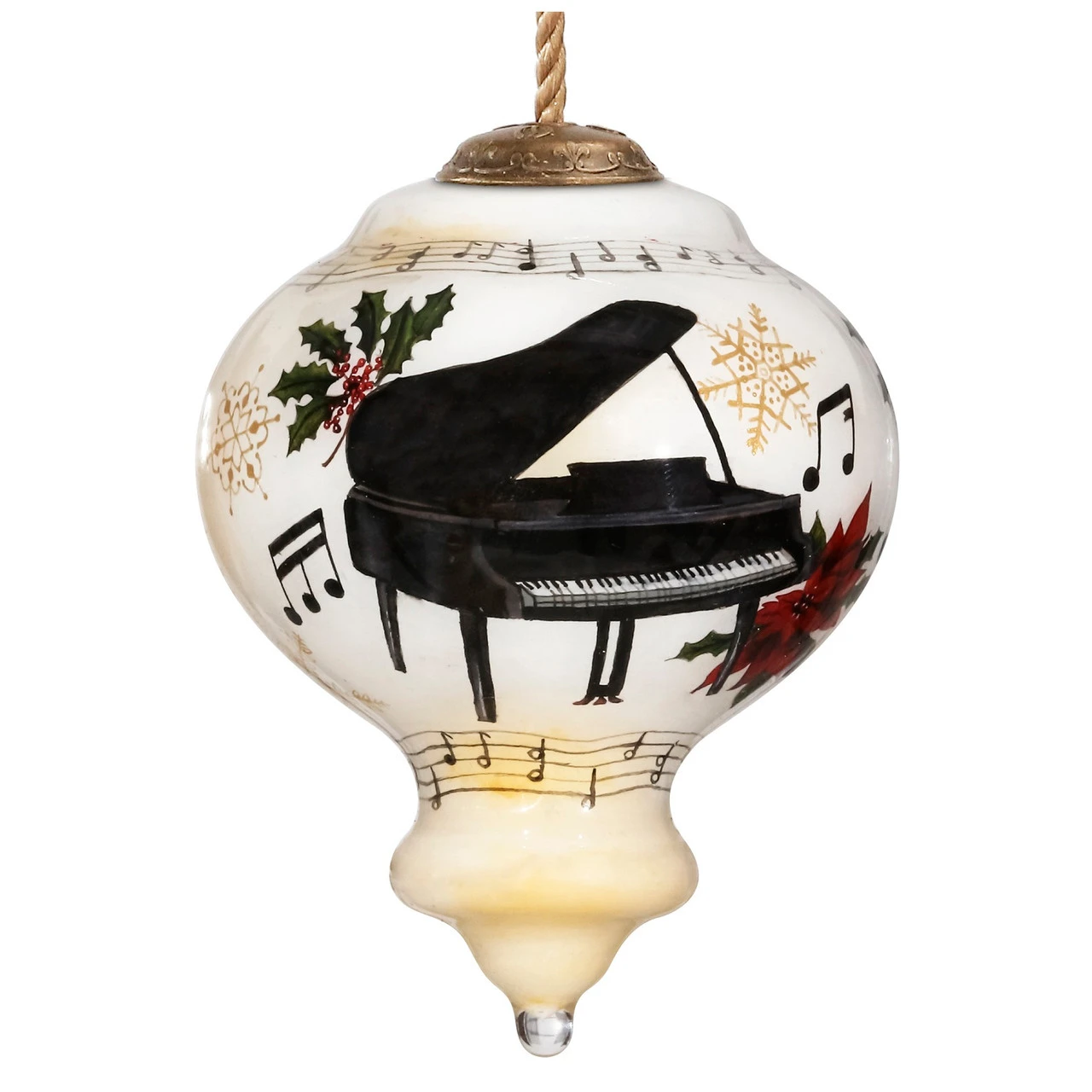 3.75" White And Black Christmas Piano Glass Ornament 1 3.75" White And Black Christmas Piano Glass Ornament