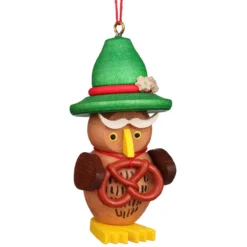 2.5" Green, Brown, And Yellow Owl Bavarian Collectible Christian Ulbricht Ornament