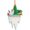 3" Green, Icy White, And Yellow Tree And Toys On An Icicle Collectible Christian Ulbricht Ornament