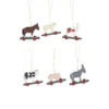 Set Of 6 Red, Green, And Brown Handcrafted Farm Animal Dregeno Easter Ornaments, 1.5"