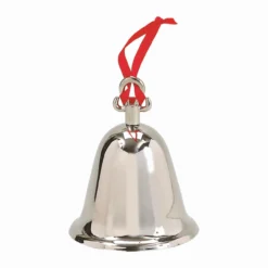 3.25" Silver Bell With Red Ribbon