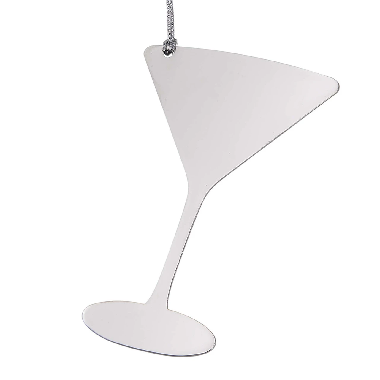 3.375" X 2.25" Metallic Gray Nickel-Plated Non-Tarnishing Martini Ornament With Silver String 1 3.375" X 2.25" Metallic Gray Nickel-Plated Non-Tarnishing Martini Ornament With Silver String
