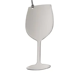 3.375" X 1.5" Gray And Silver Non-Tarnishing Wine Glass Ornament With Silver String