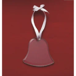 3" Clear Elegant Bell Ornament With White Satin Ribbon