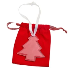 3" X 3" Clear Tree Ornament With White Satin Ribbon