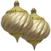 2ct Gold Shatterproof Swirled Christmas Onion Finial Ornament 6" (150mm)