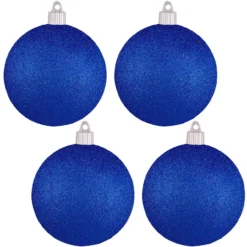 4ct Dark Blue Shatterproof Christmas Ball Ornaments 4" (100mm)