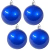 4ct Candy Blue Shatterproof Shiny Finish Christmas Ball Ornaments 4" (100mm)