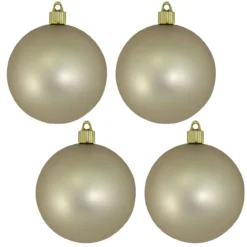 4ct Buff Gray Matte Finish Shatterproof Christmas Ball Ornaments 4" (100mm)