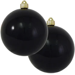 2ct Onyx Black Shatterproof Christmas Ball Ornament6" (150mm)