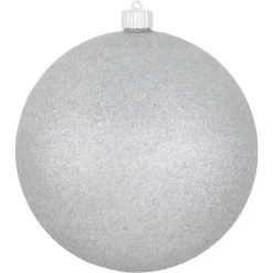 Silver Shatterproof Glitter Christmas Ball Ornament 8" (200mm)