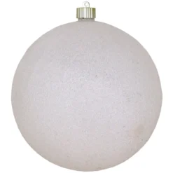 White Shatterproof Glitter Christmas Ball Ornament 8" (200mm)