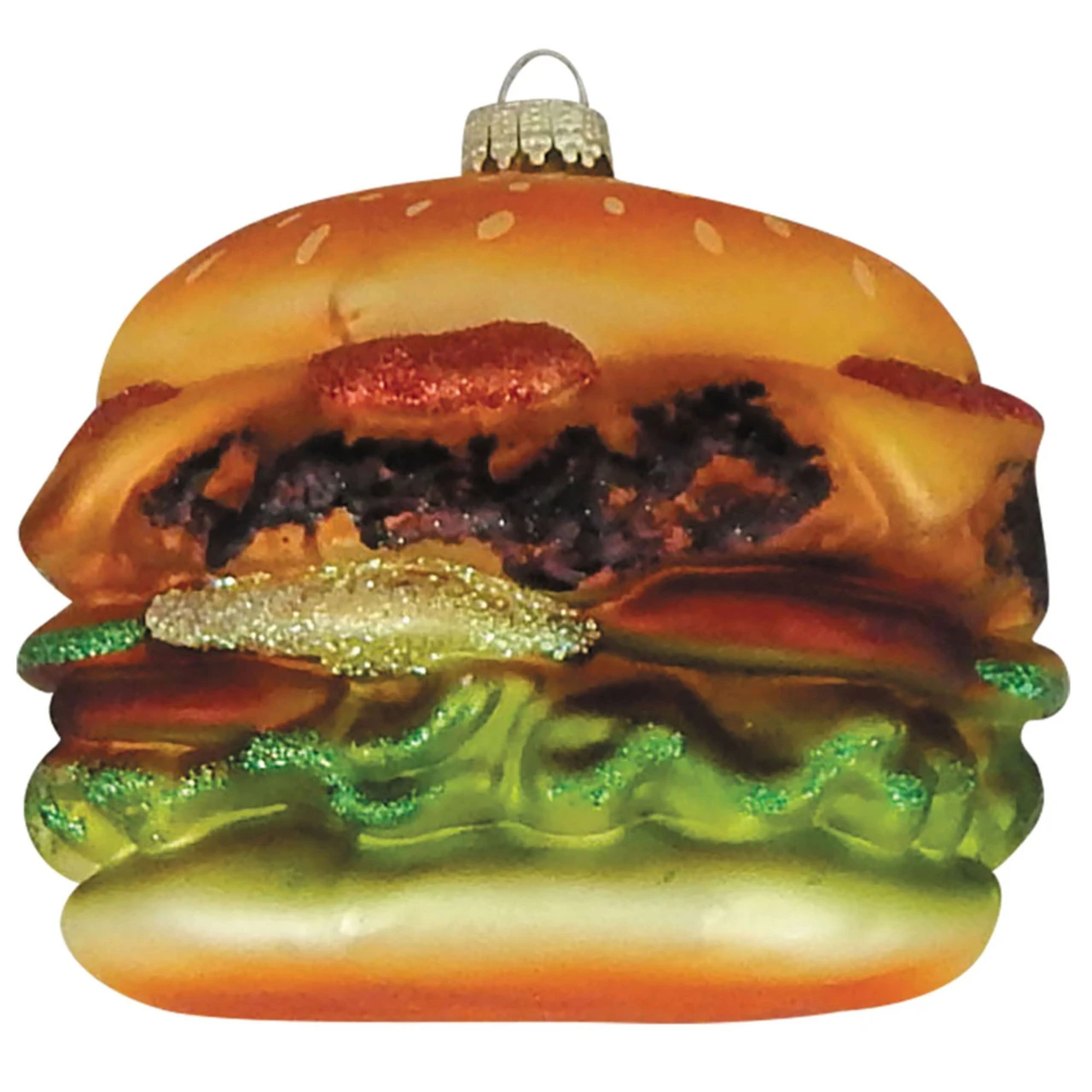 3.5" Brown And Green Hamburger Figurine Christmas Ornament 1 3.5" Brown And Green Hamburger Figurine Christmas Ornament