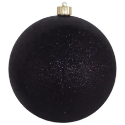 Onyx Black Shatterproof Glitter Christmas Ball Ornament 8" (200mm)