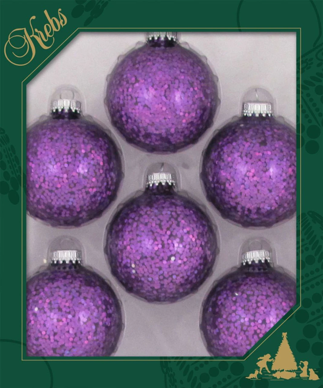 6ct Amethyst Purple Spangle Glass Christmas Ball Ornaments 2.5" (67mm) 1 6ct Amethyst Purple Spangle Glass Christmas Ball Ornaments 2.5" (67mm)