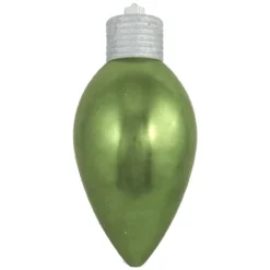 12" Limeade Green And Silver Shatterproof Shiny C9 Light Bulb Christmas Ornament