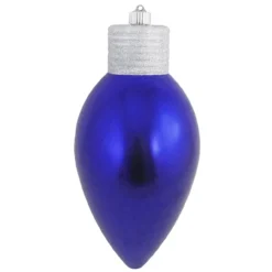 12" Azure Blue And Silver Shatterproof Shiny C9 Light Bulb Christmas Ornament
