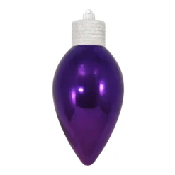 12" Vivacious Purple And Silver Shatterproof Shiny C9 Light Bulb Christmas Ornament