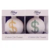 2ct Porcelain White Assorted Rhinestone Dollar Sign Christmas Ball Ornaments 3.25" (80mm)