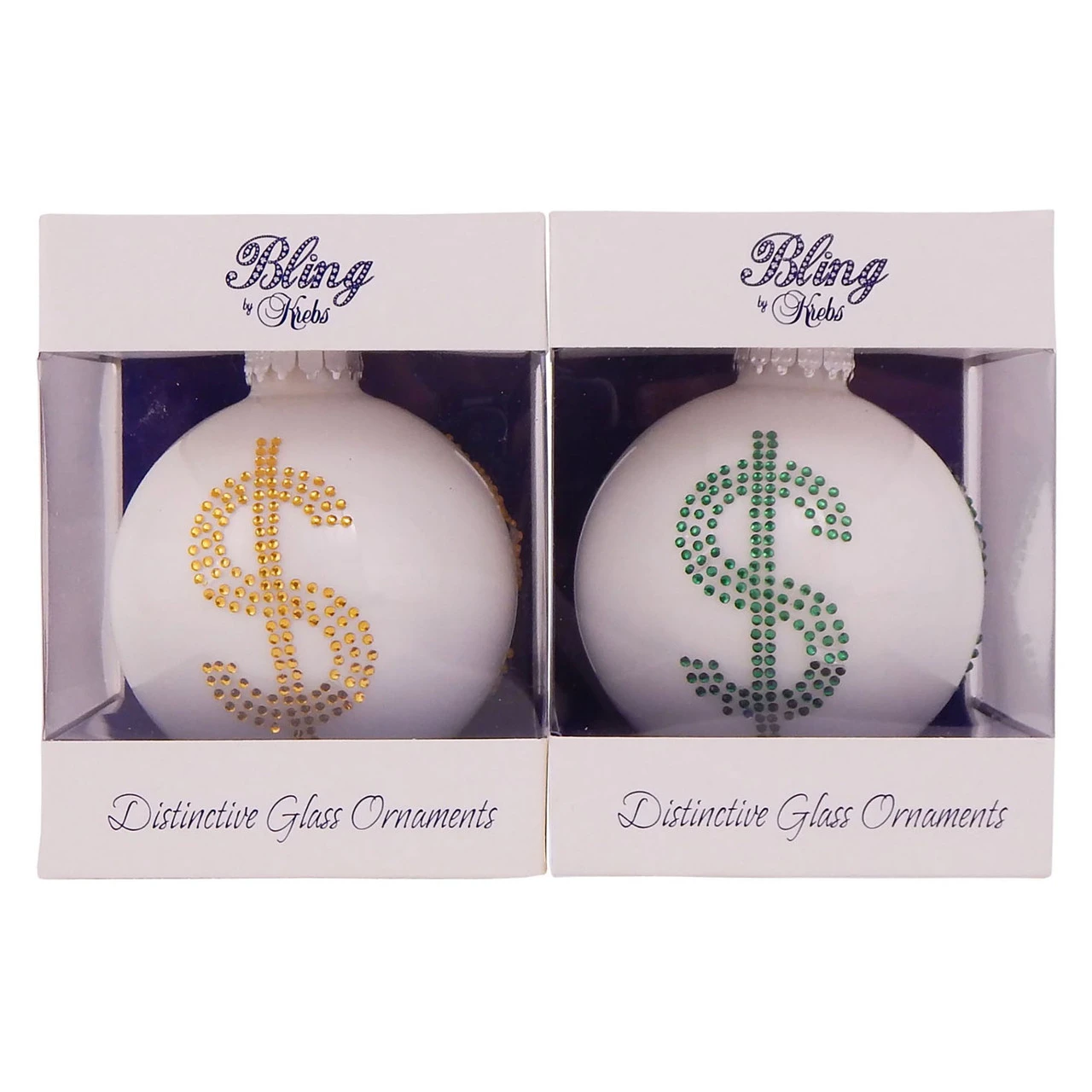 2ct Porcelain White Assorted Rhinestone Dollar Sign Christmas Ball Ornaments 3.25" (80mm) 1 2ct Porcelain White Assorted Rhinestone Dollar Sign Christmas Ball Ornaments 3.25" (80mm)