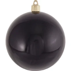 4ct Black Shatterproof Shiny Finish Christmas Ball Ornaments 4.75" (120mm)