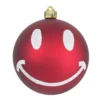 2ct Red And White Smiley Face Shatterproof Matte Christmas Ball Ornaments 6" (150mm)