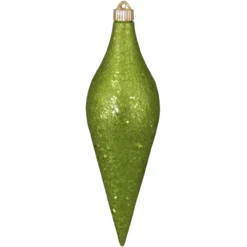 Lime Green And Gold Shatterproof Christmas Long Drop Ornament 12.5" (320mm)