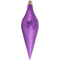 Purple Long Drop Shatterproof Glitter Christmas Ornament 12.5" (320mm)