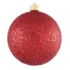 2ct Red Shatterproof Glitter Christmas Ball Ornaments 6" (150mm)