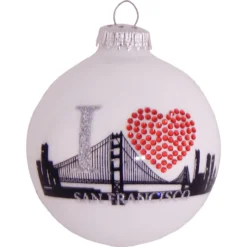1ct Porcelain White San Francisco Skyline Christmas Ball Ornament 3.25" (80mm)