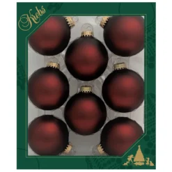 8ct Swiss Chocolate Matte Glass Christmas Ball Ornaments 2.5" (67mm)