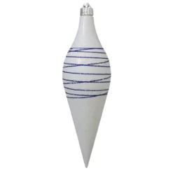 Snow White And Blue Shatterproof Christmas Long Drop Ornament 12.5" (320mm)