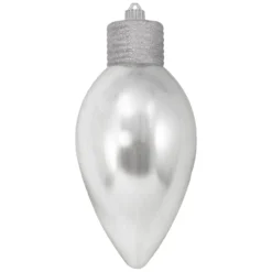 12" Silver Shatterproof Shiny C9 Light Bulb Christmas Ornament