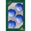 4ct Royal Blue And White Trees And Cardinals Matte Christmas Ball Ornaments 2.5" (60mm)