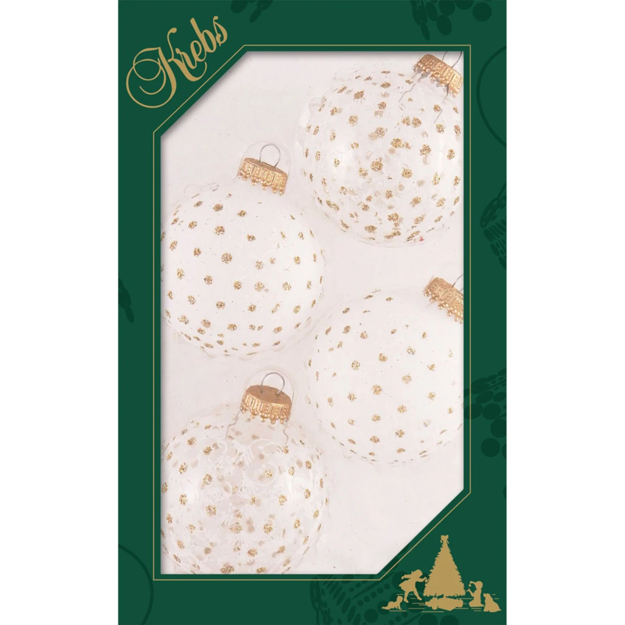 4ct White And Gold Sparkles 2-Finish Christmas Ball Ornaments 2.5" (60mm) 1 4ct White And Gold Sparkles 2-Finish Christmas Ball Ornaments 2.5" (60mm)