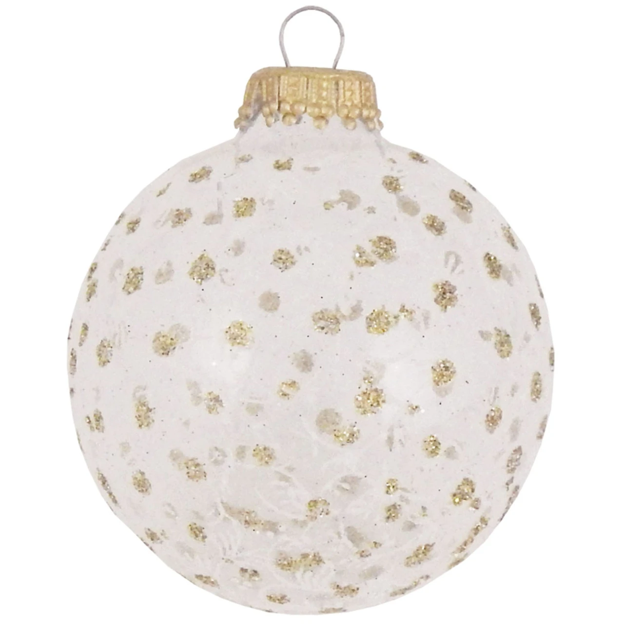 4ct White And Gold Sparkles 2-Finish Christmas Ball Ornaments 2.5" (60mm) 2 4ct White And Gold Sparkles 2-Finish Christmas Ball Ornaments 2.5" (60mm) - Image 2