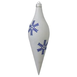 White And Blue Shatterproof Christmas Long Drop Ornament 12.5" (320mm)